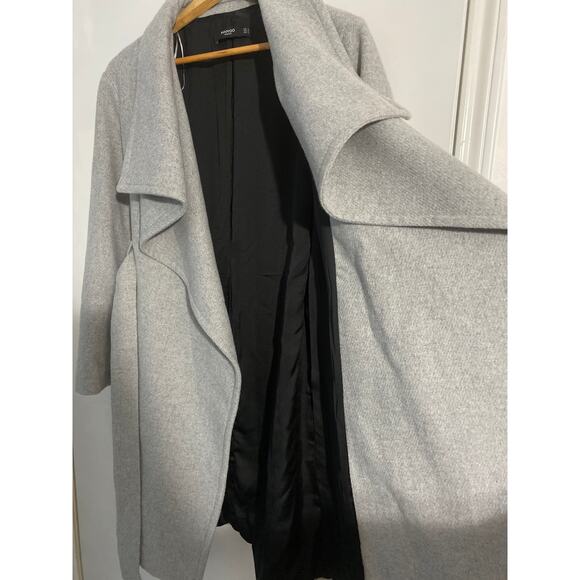 Mango belted pea coat women’s size S gray wool blend minimalist capsule - Picture 4 of 6